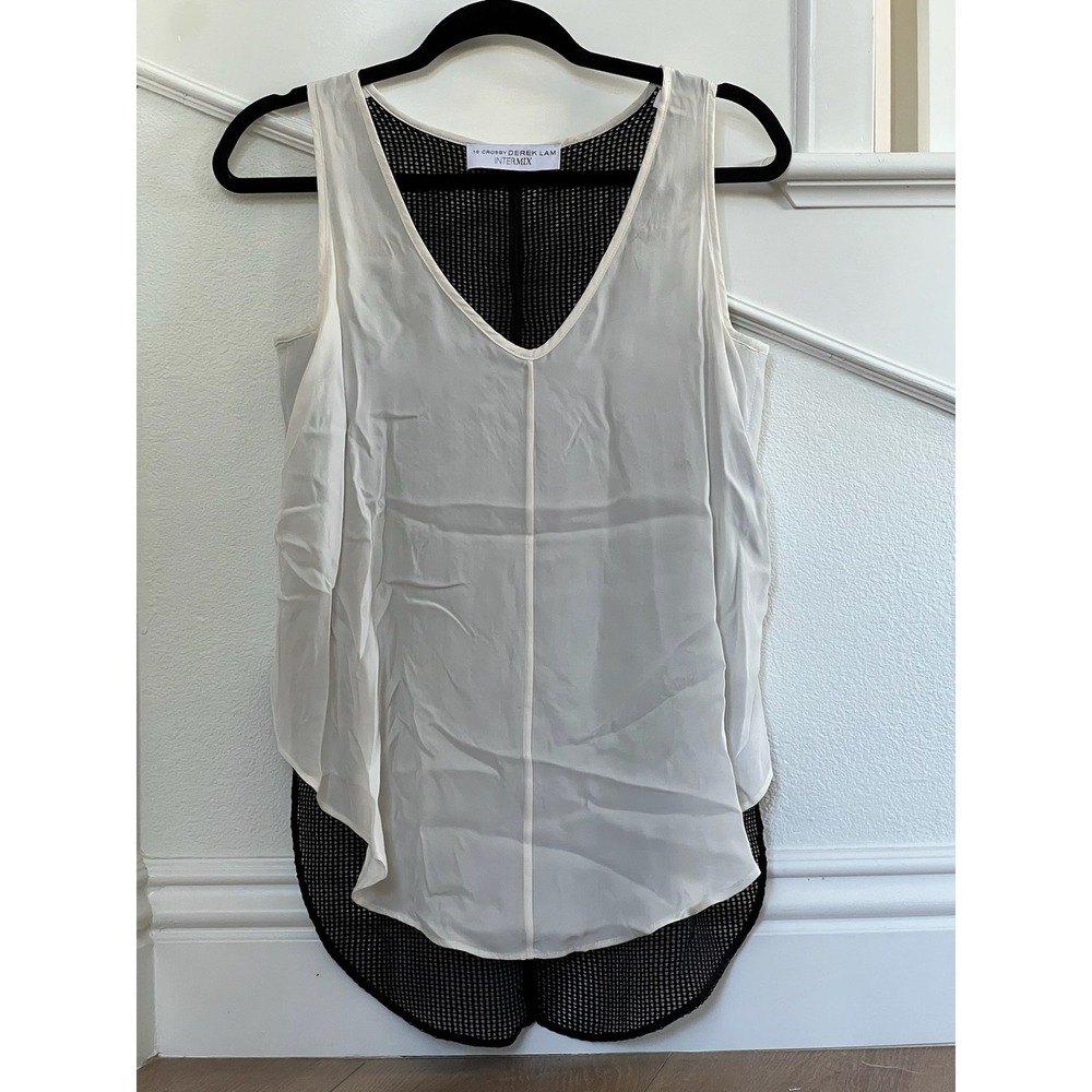 10 Crosby Derek Lam Intermix Cream Black Layered Sleeveless Tank Top